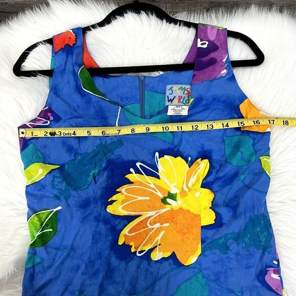 Jams World Hawaii Womens XS Velvet Floral V-Neck Rayon Tank Mini Sleeveless Dres - Picture 6 of 7